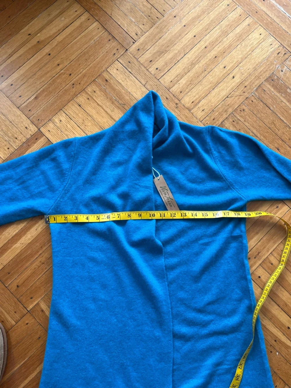Viva Terra • NWT Teal Open-Front Lightweight Cashmere Cardigan - Picture 4 of 5